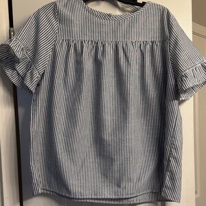 SHEIN Navy and White Pinstripe Blouse